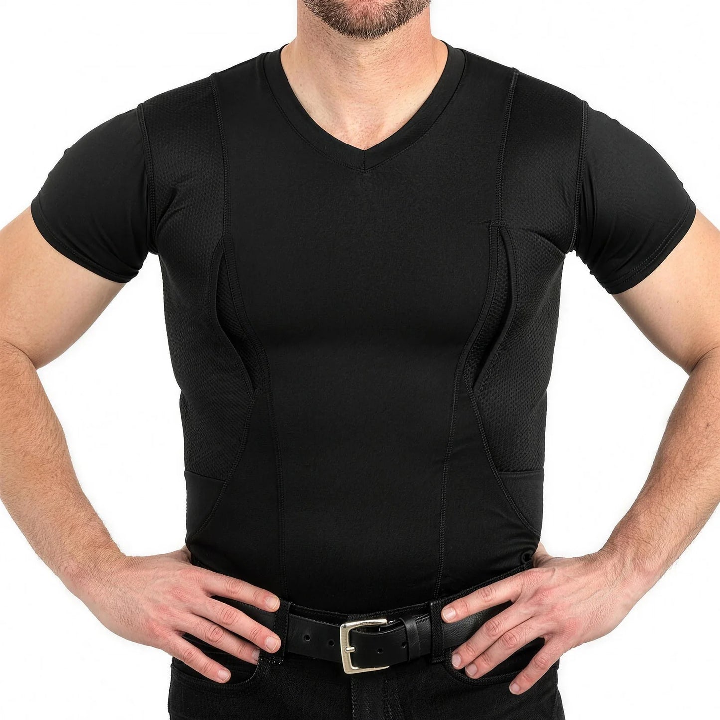 Phantom Concealed Carry Holster Shirt - black V-neck front