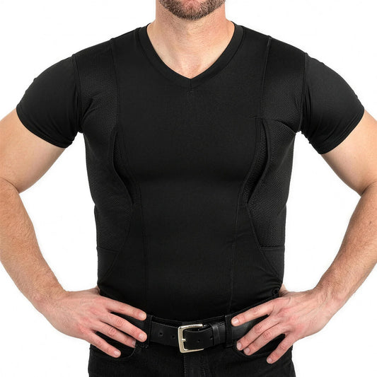 Phantom Concealed Carry Holster Shirt - black V-neck front