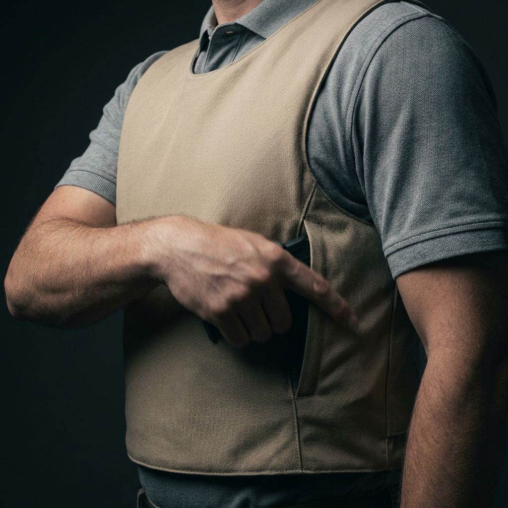 Phantom vest draw motion — hand reaching into side access panel