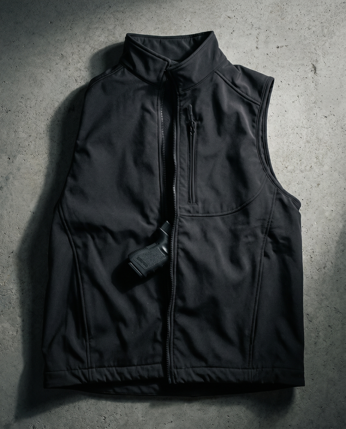 Phantom lightweight black vest with clean everyday styling