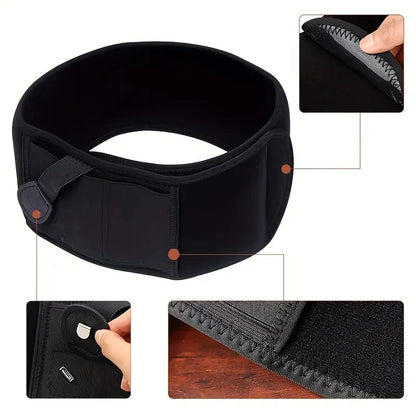 Phantom Belly Band holster laid flat, black stretch band with holster pocket and hook-and-loop closure