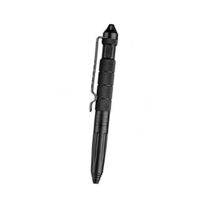 Phantom Tactical Pen in matte black with pocket clip and knurled grip